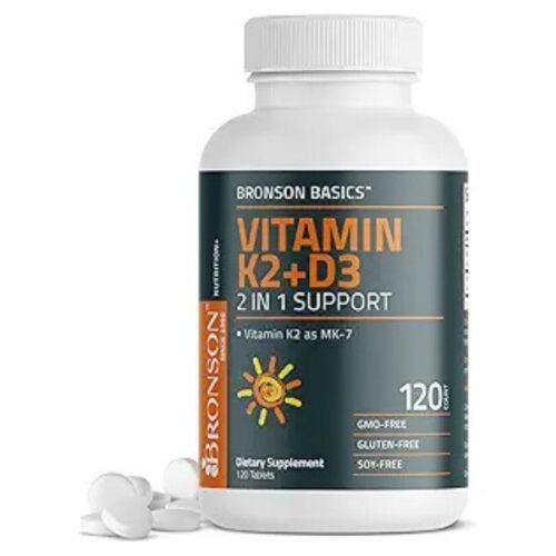 Bronson Basics Vitamin K2 D3 (MK7) Supplement (120 Tablets)